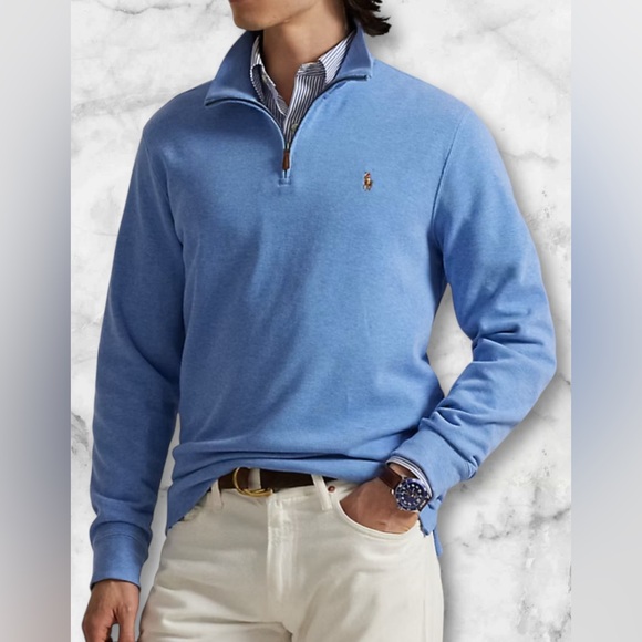 Polo Ralph Lauren Other - Polo Ralph Lauren Estate Rib 1/4 Zip Pullover Sweater Blue Pony Preppy Size XL